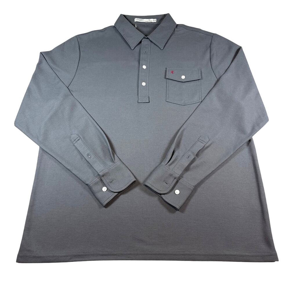 Criquet Long Sleeve Players Shirt Silver Gray Blue Polo Size XL NWOT EUC